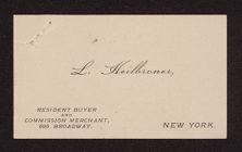 Letter to R. H. Speight from New York merchant L. Heilbroner